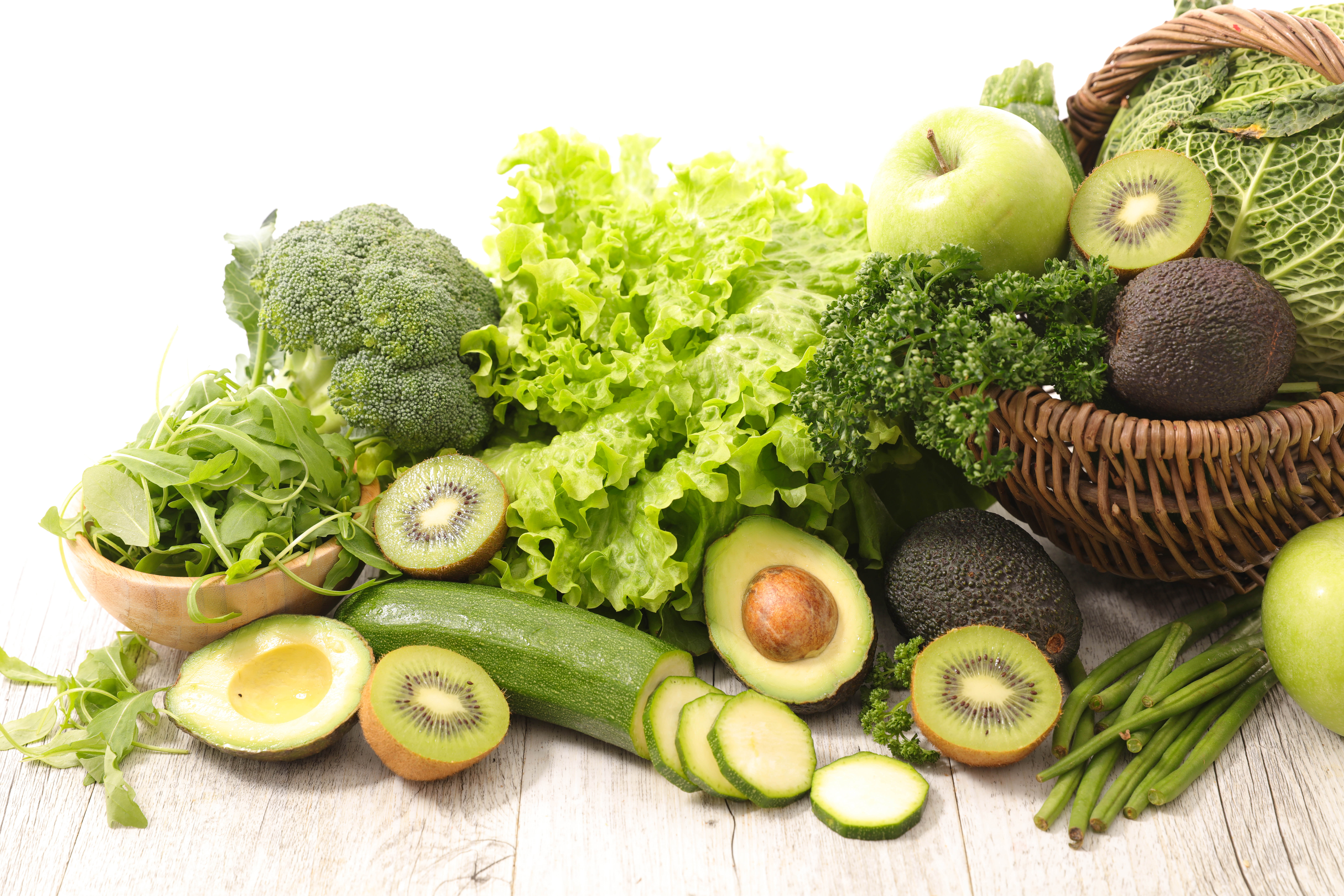 assorted green vegetable and fruit